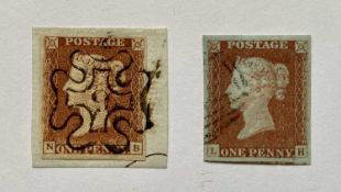 GB PENNY RED, SG No. 8, four margins, superb Maltese Cross with 9 in centre, and another Penny Red