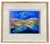 ‡ RONALD LOWE oil on board - entitled verso, 'Aerial Landscape' signed verso, 28 x 35cms Provenance: