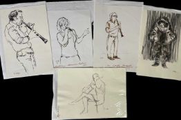 ‡ KAREL LEK pencil and ink - a collection of five pencil and ink drawings obtained from Gwyl