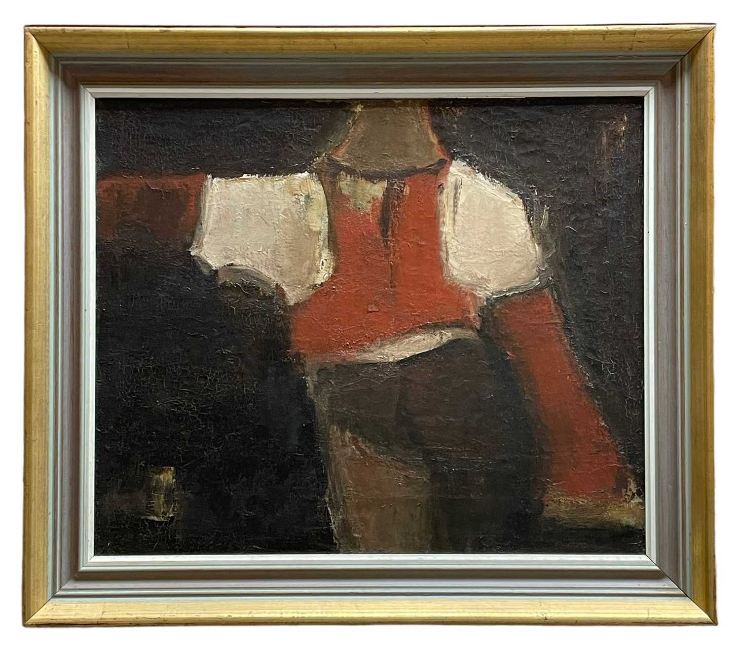 ‡ WILL ROBERTS oil on canvas - entitled verso 'Farmer - Red Waistcoat', signed verso and dated 1981, - Image 2 of 2