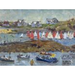 ‡ KEITH GARDNER oil on board - entitled verso 'Start of Race, Trearddur', signed, 21 x 31cms