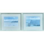 ‡ CERI AUCKLAND DAVIES watercolours, a pair - entitled, 'Estuary Llansteffan', signed and dated '