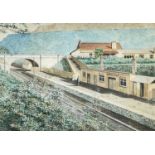 ‡ THOMAS PRYTHERCH (1864-1926) watercolour - entitled 'Pontsarn Station' unsigned, 28 x 40cms