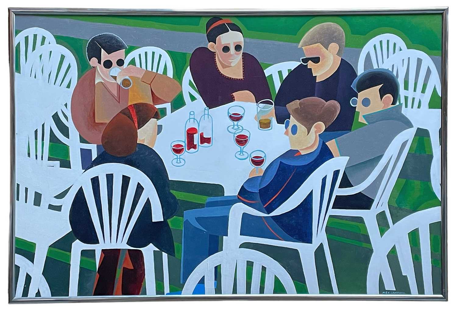 ‡ ALEX CAMPBELL liquitex acrylic on canvas – entitled verso ‘Garden Party’, signed, dated verso - Image 2 of 2