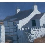 ‡ HUW JONES limited edition (26/50) colour print – whitewashed Welsh cottage in sunlight,