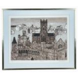 ‡ VALERIE THORNTON limited edition (8/75) colour etching - study of St David's, Pembrokeshire,