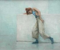 CARL CHAPPLE oil on canvas - classical ballet dancer, entitled verso 'Madeleine Green Rehearsing