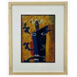 ‡ JOHN PIPER screenprint on cotton - entitled verso, 'Foliate Head', unsigned, 34 x 23cms