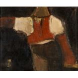 ‡ WILL ROBERTS oil on canvas - entitled verso 'Farmer - Red Waistcoat', signed verso and dated 1981,