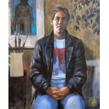 ‡ NEIL CANNING oil on board - entitled 'The Sitter' on National Portrait Gallery label (separate,