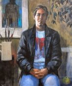 ‡ NEIL CANNING oil on board - entitled 'The Sitter' on National Portrait Gallery label (separate,