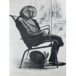 ‡ JOHN ROBERTS monochrome print – entitled ‘The Reluctant Concierge’, signed, 48.5 x 40cms