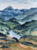 GWYN ROBERTS oil on canvas – entitled verso ‘Llyn Eryri / Mountain Lake Snowdonia’, signed with