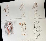 ‡ KAREL LEK MBE ink and wash - a collection of six sketches from the Gwyl Beaumaris Festival 1987,