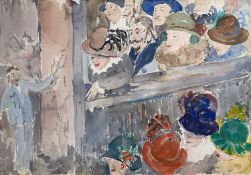 ‡ VERA BASSETT watercolour - entitled 'Good Old Days' on The Mall Galleries label London 1988,