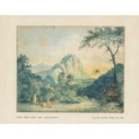 WILLIAM WESTON YOUNG watercolour - printed title to mount 'Carreg Cennen Castle, 1804,