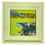 NEALE HOWELLS acrylic on board - untitled, in mustard coloured frame, signed verso, 19 x 19cms