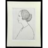 ‡ EDGAR HOLLOWAY engraving - entitled 'Portrait of Mary Clinton', signed and dated 1992, 30 x 21.