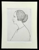 ‡ EDGAR HOLLOWAY engraving - entitled 'Portrait of Mary Clinton', signed and dated 1992, 30 x 21.