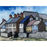 ‡ WARREN WATKINSON MORRIS mixed media – architectural colourful view of an Ynys Mon (Anglesey)