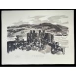 ‡ SIR KYFFIN WILLIAMS RA limited edition (436/500) print - untitled, Conwy castle, signed fully in