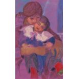 ‡ CLAUDIA WILLIAMS pastel - mother and child embracing, entitled verso on Martin Tinney Gallery