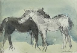 ‡ WILLIAM SELWYN watercolour and pencil – study of standing horse and foal, signed, 14.5 x 20cms