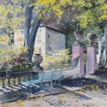 ‡ ROB PIERCY watercolour - Portmeirion gardens, signed, 26.5 x 26.5cms Provenance: private