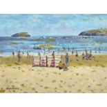 ‡ KEITH GARDNER oil on board - entitled verso 'Abersoch, Sunny Windbreak', signed, 28 x 40cms