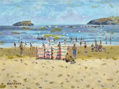 ‡ KEITH GARDNER oil on board - entitled verso 'Abersoch, Sunny Windbreak', signed, 28 x 40cms