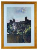 ‡ HOWARD MORGAN watercolour - entitled verso, 'Back Garden', Howard Morgan studio label verso,