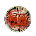 NEALE HOWELLS acrylic on ceramic - entitled 'Busto', signed and dated verso 2023, 20cms diameter