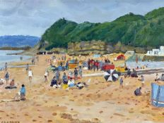 ‡ KEITH GARDNER oil on board - entitled verso 'Benllech Beach', signed, 22 x 29cms Provenance: