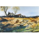 ‡ JOHN CLEAL watercolour - landscape with farmhouse, signed in full, 32 x 49cms Provenance: