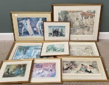 SIR WILLIAM RUSSELL FLINT PRINTS COLLECTION x 9, many limited edition and stamped, various sizes