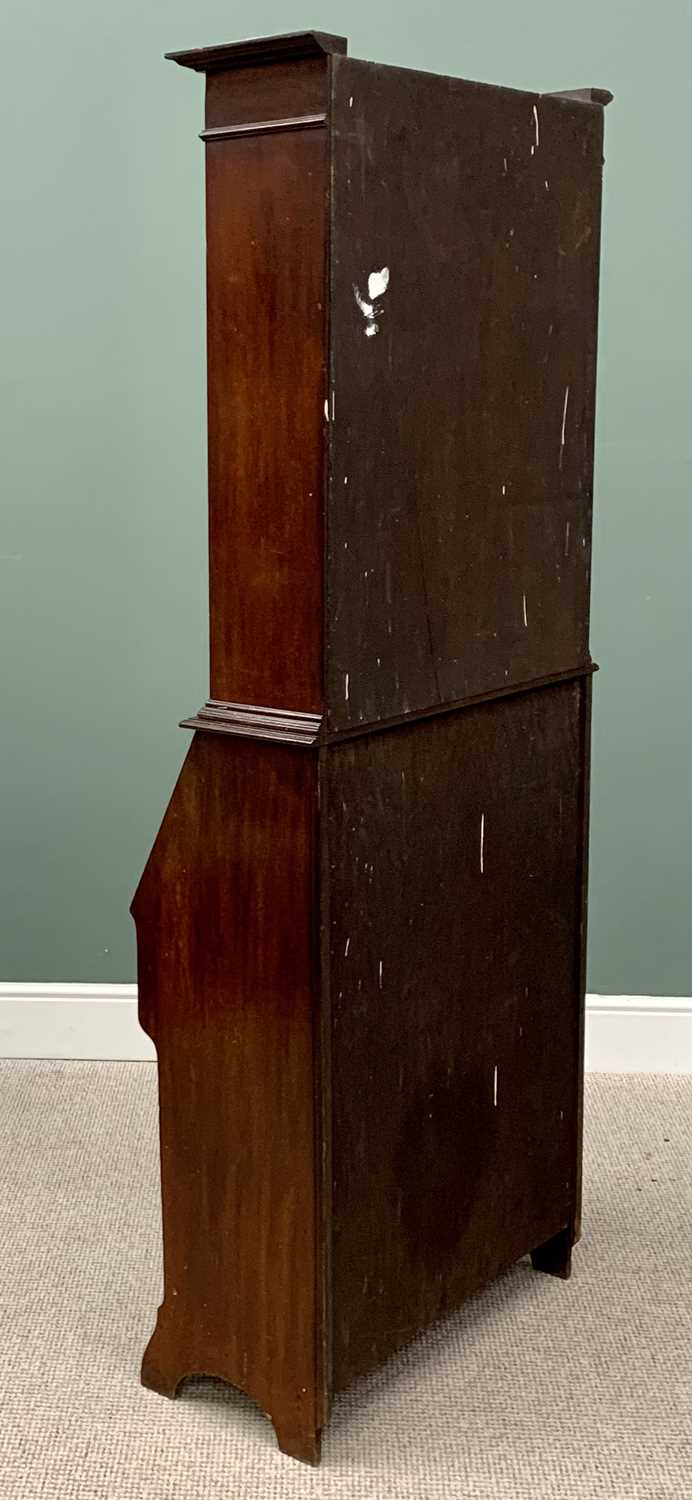 AN EDWARDIAN MAHOGANY BUREAU BOOKCASE having a twin door leaded-glass upper section over a fall - Image 7 of 11