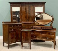 GOOD MAHOGANY FOUR-PIECE BEDROOM SUITE CIRCA 1900, consisting combination wardrobe with bow