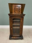 VICTORIAN ROSEWOOD MUSIC SHEET CABINET, rectangular top, with carved corbel pillar details