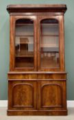 VICTORIAN MAHOGANY CWPWRDD GWYDR, having an inverted shaped cornice over twin arched top glazed