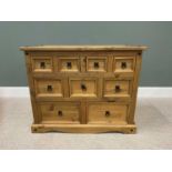 PLUS LOTS 17 & 18 - MODERN MEXICAN PINE MULTI-DRAWER CHEST, of nine opening drawers, 83cms H, 102cms