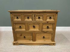 PLUS LOTS 17 & 18 - MODERN MEXICAN PINE MULTI-DRAWER CHEST, of nine opening drawers, 83cms H, 102cms