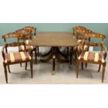 EXCELLENT QUALITY REPRODUCTION BURR WALNUT DINING SUITE, comprising twin pedestal dining table