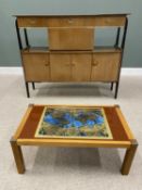 MID-CENTURY NATHAN BRAND DINING ROOM SIDEBOARD & REPRODUCTION MAP TOP COFFEE TABLE, the top part