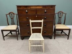 VICTORIAN MAHOGANY CHEST of two short over three long oak lined drawers and single secret upper