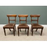 THREE VICTORIAN MAHOGANY CURVED BACK OCCASIONAL CHAIRS with upholstered drop in seat pads on