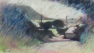 EMRYS PARRY pastel - titled verso 'Lon Tyn Pwll', signed and dated '88, 36 x 55cms