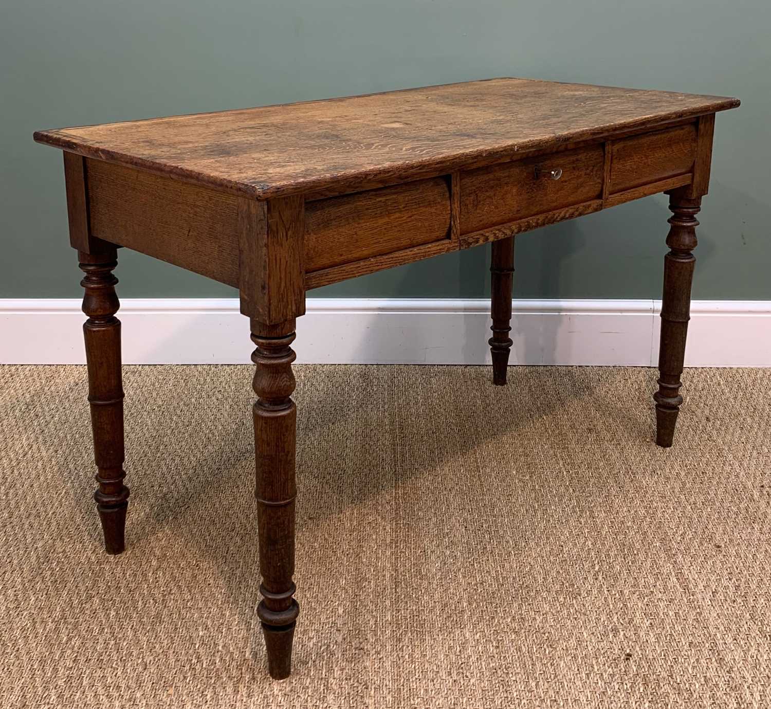 VICTORIAN OAK DRESSING TABLE, with cushion frieze drawer, 74h x 117w x 58cms d Provenance: private - Image 3 of 4