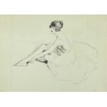‡ LEWIS CHRISTOPHER EDWARD BAUMER (1870-1963) drypoint etching - seated ballet dancer adjusting
