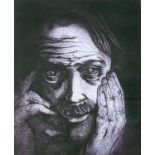ITALIAN SCHOOL limited edition (1/15) etching - head and hands portrait, indistinctly signed with