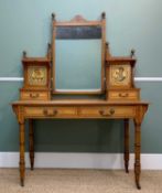 AESTHETIC MOVEMENT PAINTED DRESSING TABLE, two gilt and polychrome panels depicting cherubs